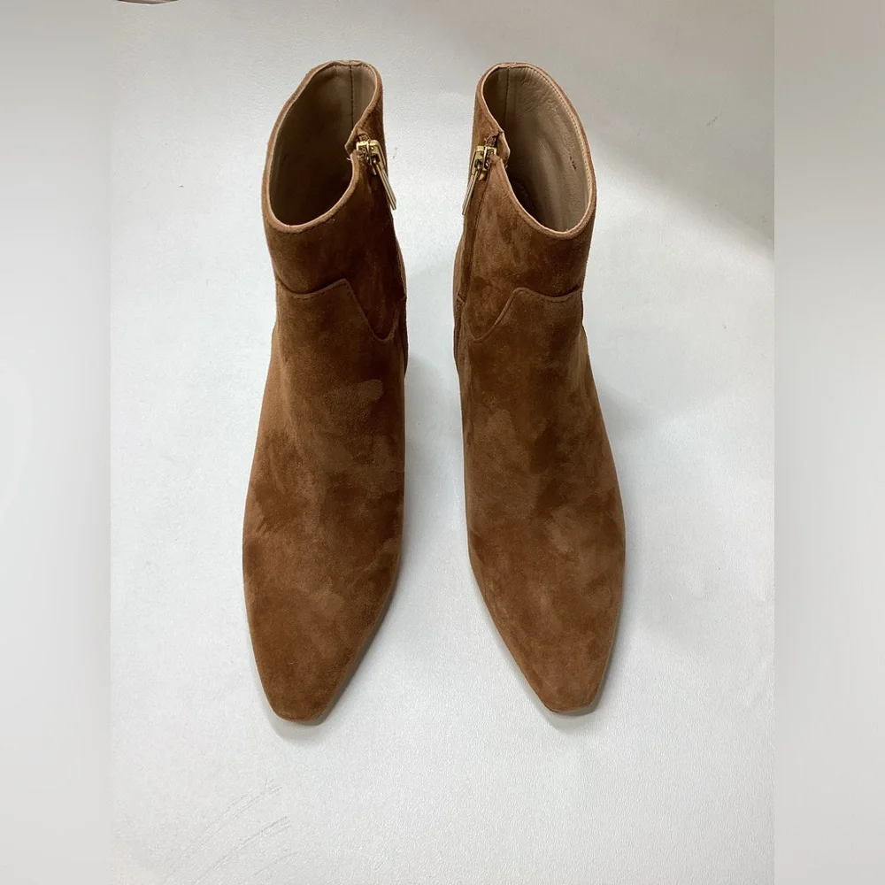 Veronica Beard Kelby Kitten Heel Boots In Brown Size 8.5